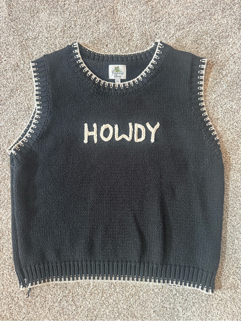 Howdy Black Knit Sweater Vest